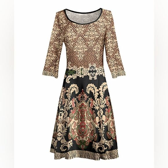 Lily Three-Quarter Sleeve Midi Dress sz Med - Picture 1 of 12